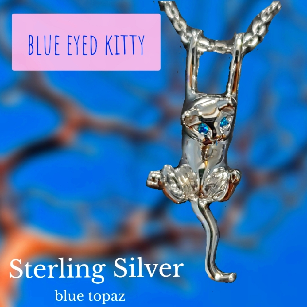 Sterling silver kitty -kat necklace